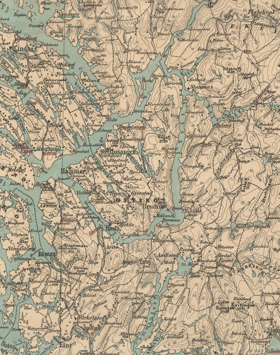 Kart over Søndre Bergenhus Amt 1868