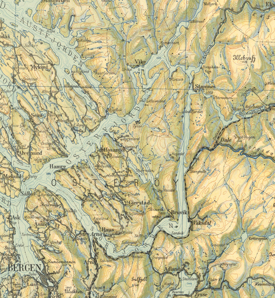 Søndre Bergenhus amt nr 28-2f: Skulekart yver Hordaland Fylke. 1924